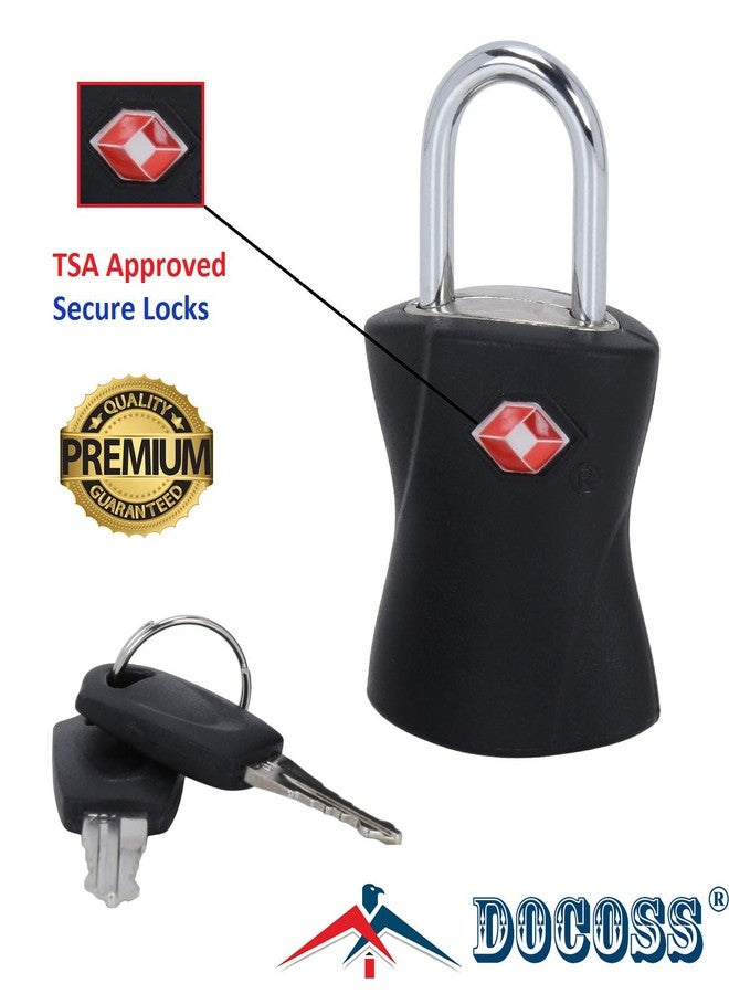 DOCOSS Metal Lock TSA Approved with Keys International Lock for Bag Luggage Travelling Locks Padlock, Metallic (Black) - Pack of 2 - Image 2